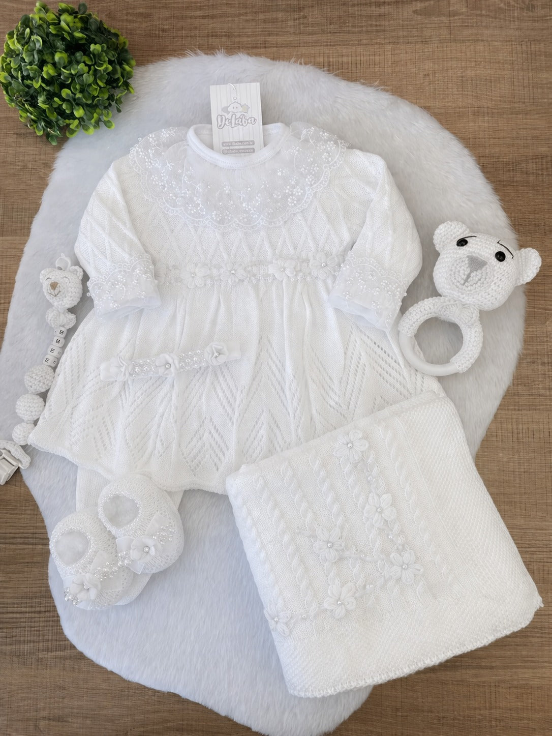 Kit Saída Maternidade Aurora Todo Branco 6 Peças - foto 2