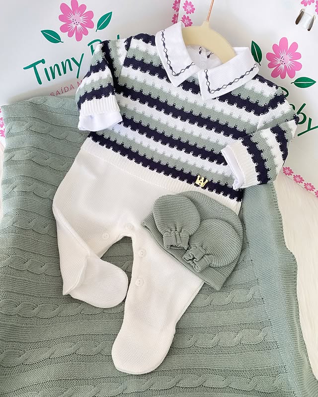 PROMOÇÃO Kit Saída Maternidade Com Pingente Dourado Personalizável Completa  - Veste Até 4 Meses (Menino) - foto 8