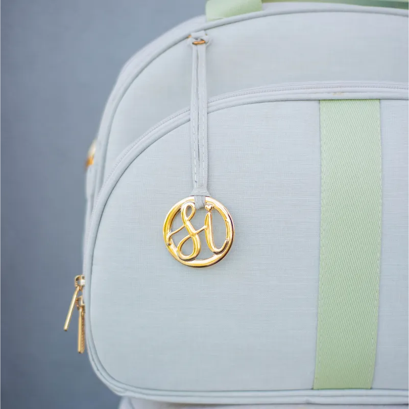 Bolsa da Mamãe - Linho Bege com Fitas Verde Chá - foto 2