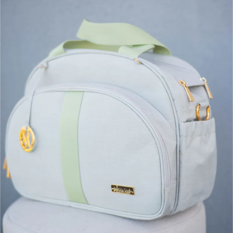 Bolsa da Mamãe - Linho Bege com Fitas Verde Chá - foto 3