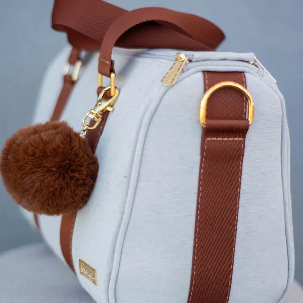 Bolsa da Mamãe - Linho Bege com Fitas Caramelo - foto 3
